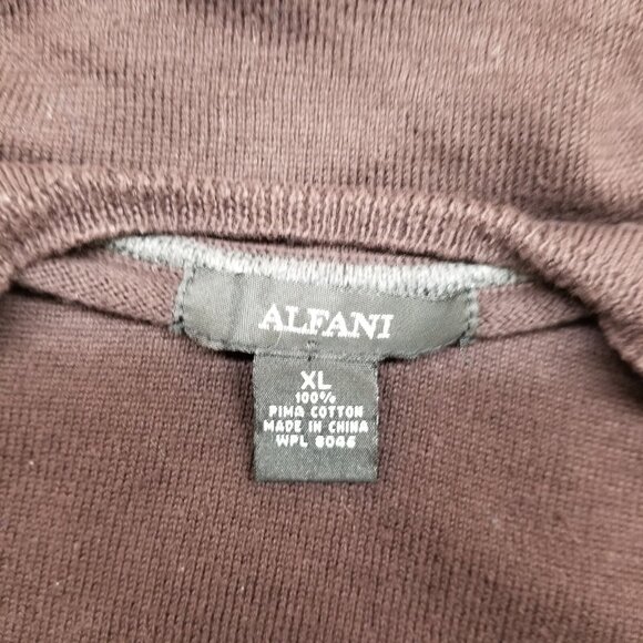 ✅Alfani Pima Cotton Solid V-Neck Sweater Brown Pullover Long Sleeve Shirt Men XL - Picture 2 of 9